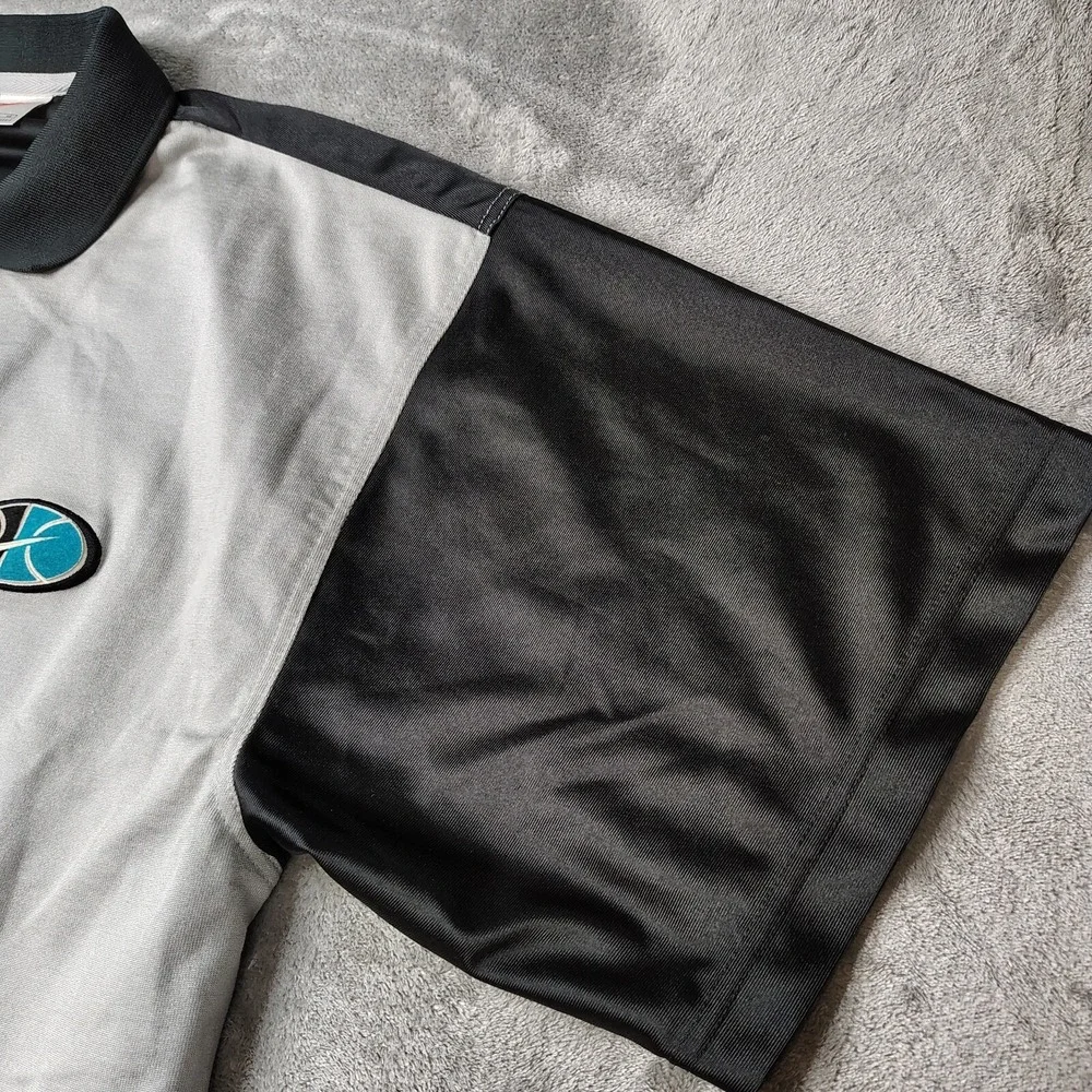 Vintage Nike Full Zip Polo Shirt Mens XL Grey Black Colorblock Basketball Y2K